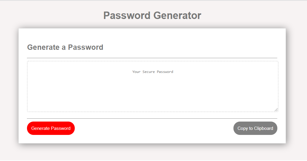 Password generator screenshot
