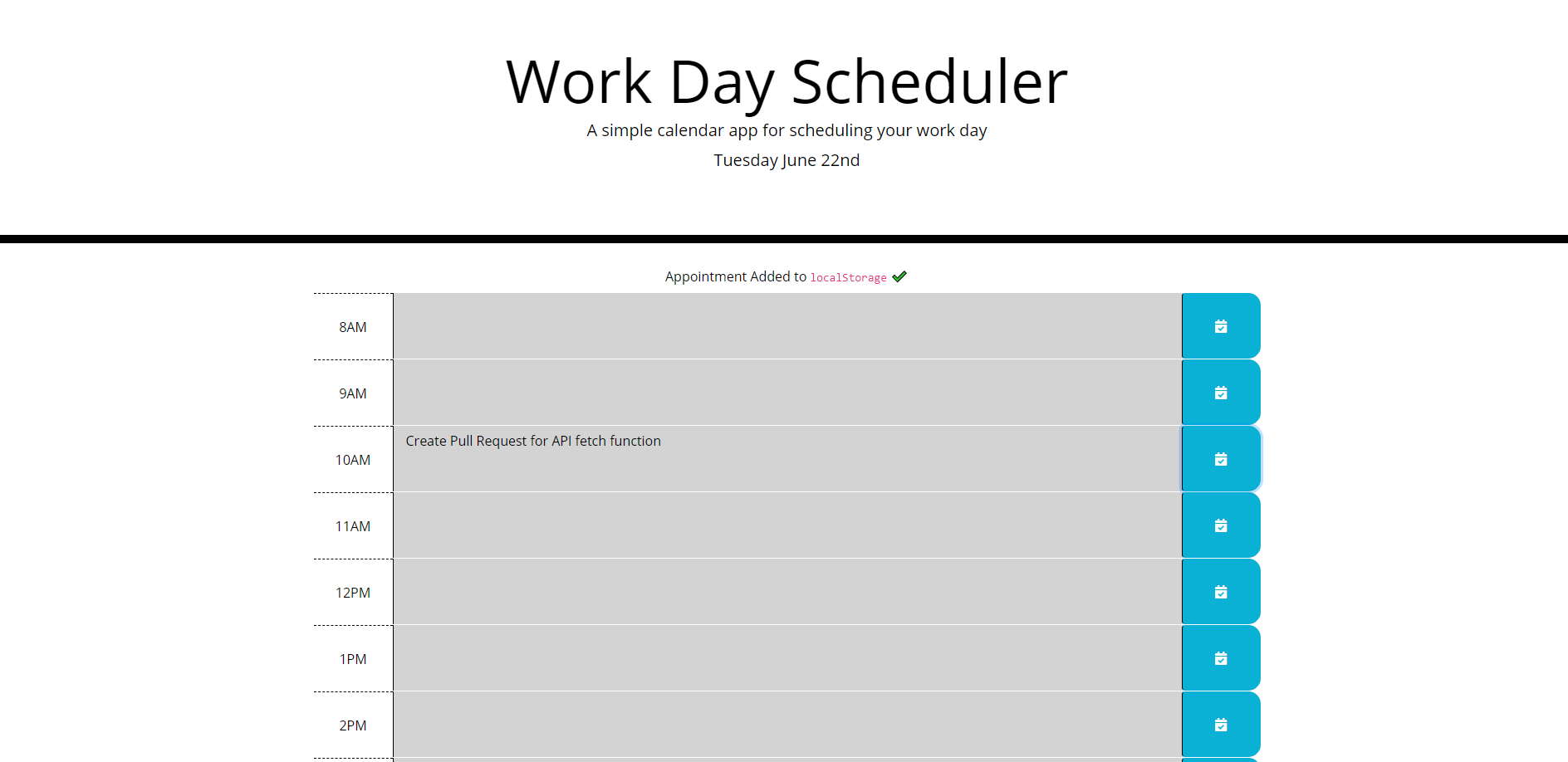 Workday scheduler screenshot